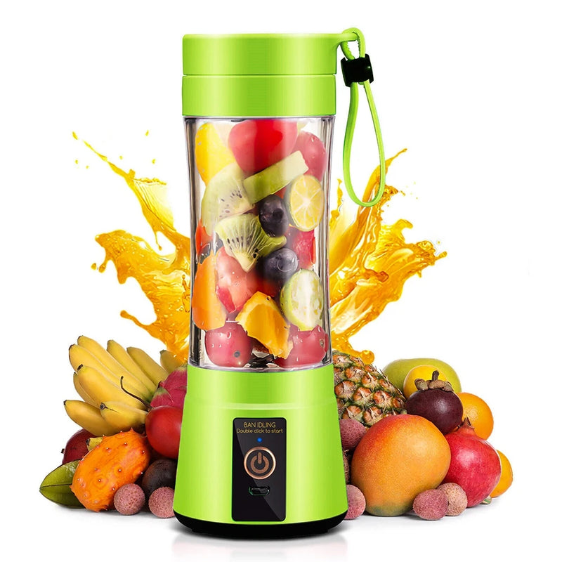 Mini Portable Blender Juice Mixer Shake Bottle 6 Lamins + USB Cable 380ml