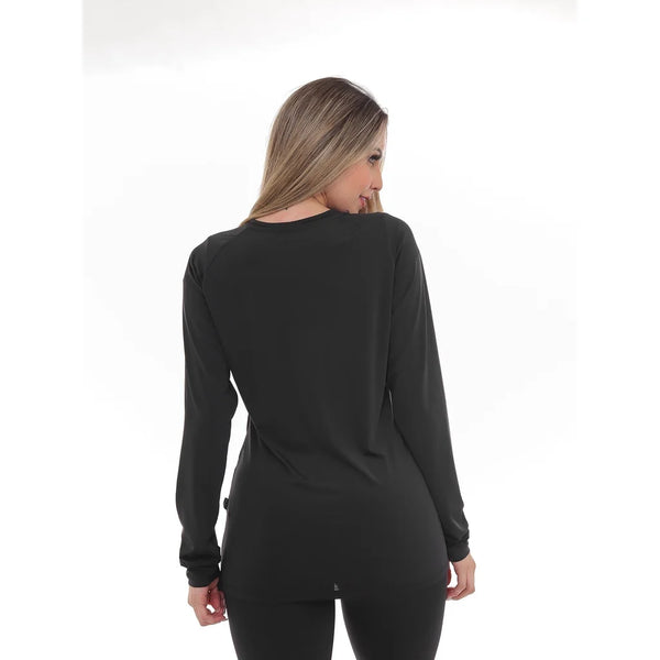 CAMISA FEMININA MANGA COMPRIDA PROTEÇÃO UV 30 PRETA