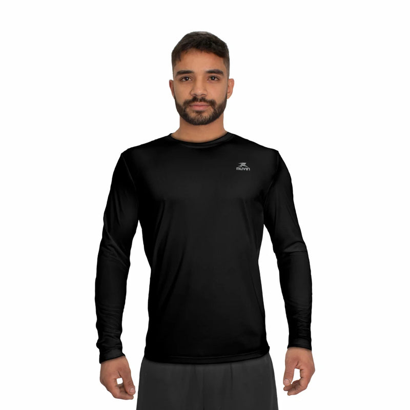 Camisa Básica Masculina -Proteção UV50-Manga Longa-Corrida, Caminhada e Academia