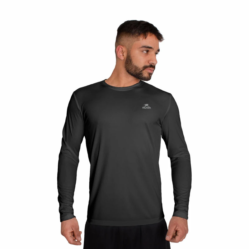 Camisa Básica Masculina -Proteção UV50-Manga Longa-Corrida, Caminhada e Academia