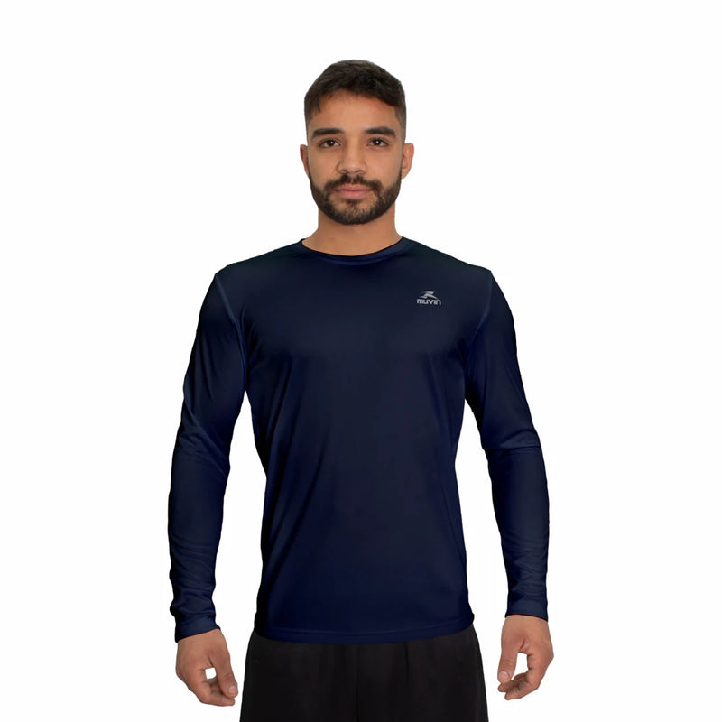 Camisa Básica Masculina -Proteção UV50-Manga Longa-Corrida, Caminhada e Academia